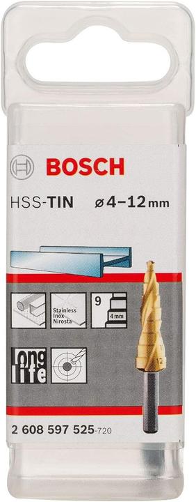 Produktbild Bosch Professional Zubehör Stufenbohrer HSS-TiN, für Kabelverschraubung, 6 - 37 mm, 10 mm, 93 mm, 12 Stufen (37 mm)