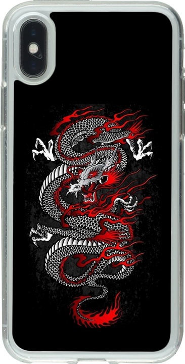 Produktbild PhoneLook Hülle Gummi transparent Japanese style Dragon Tattoo Red Black (Apple iPhone XS, Apple iPhone X)