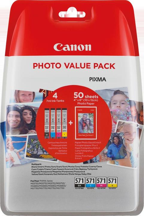 Produktbild Canon PVP/CLI-571+PP-201 CMYK 50sh BLIST+SEC (BK, C, M, Y)