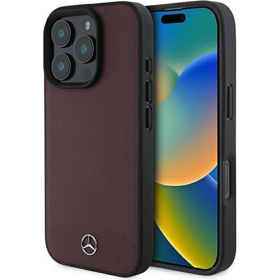 Mercedes MEHMP16L23RBARR iPhone 16 Pro 6.3" czerwony/red hardcase Textured And Plain Leather MagSafe (Apple iPhone 16 Pr...