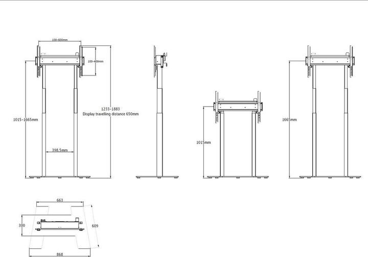 Actual product image Multibrackets Stand electr, -90", max 60 kg, white (60 kg, 37" - 90")