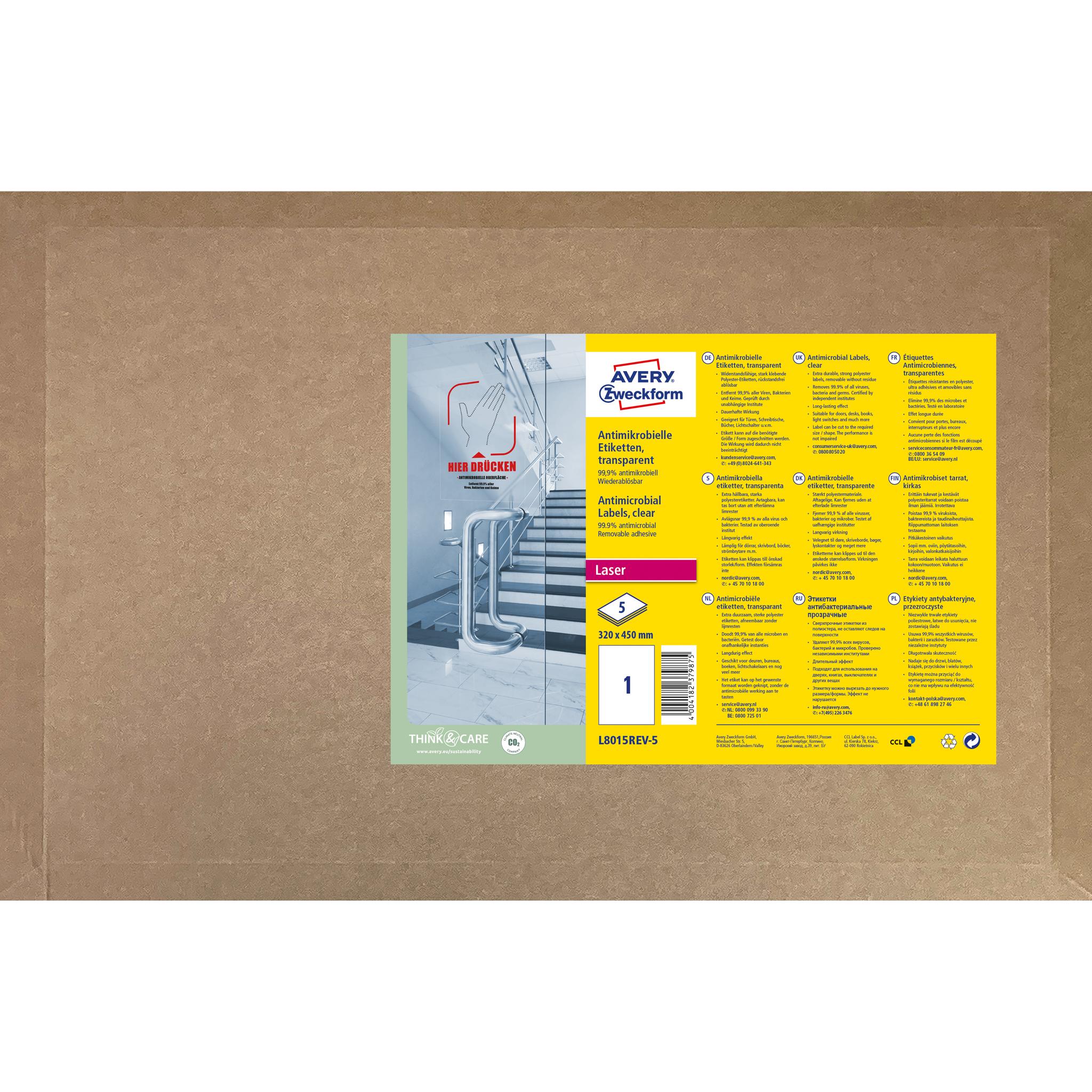 Thumbnail - Avery, Sticker, Antimikrobielle Etiketten, ablösbar, transparent