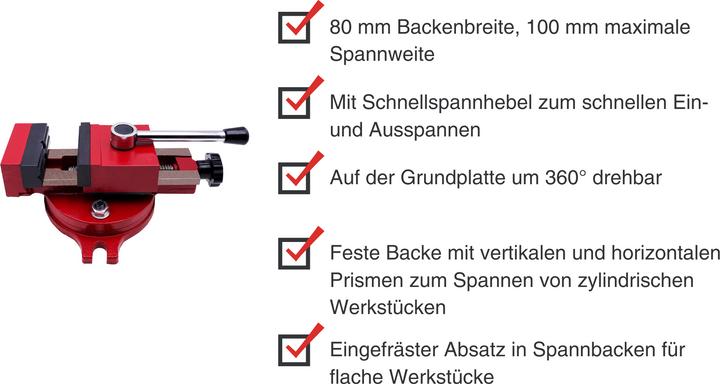 Actual product image Paulimot SIEG Maschinenschraubstock drehbar, Schnellspanner 80 mm Backenbreite (100 mm)