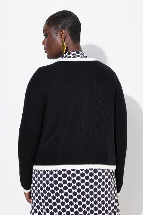 Produktbild Ulla Popken Strickjacke, Schmuckbündchen, Rundhals, Taschen, Langarm (58)