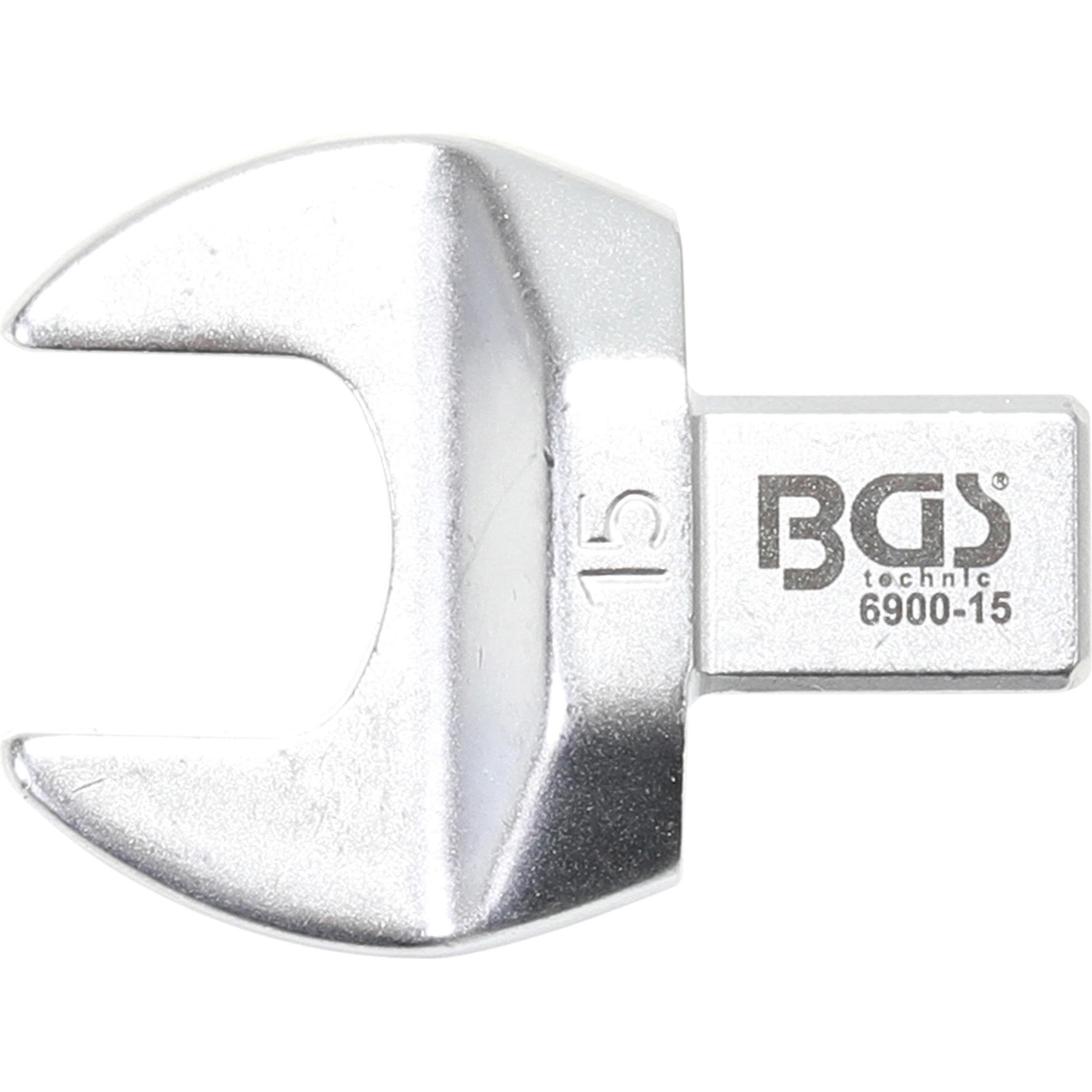 BGS, Schraubenschlüssel, Einsteck-Maulschlüssel 15 mm Aufnahme 9 x 12 mm (15 mm)