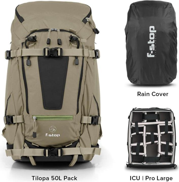 F-Stop Tilopa v3 Essentials Bundle Aloe (Drab Green) (Sac à dos photo, 50 l)