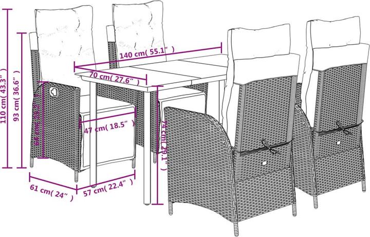 Produktbild vidaXL Garten Essgruppe (140 x 70 x 74 cm)