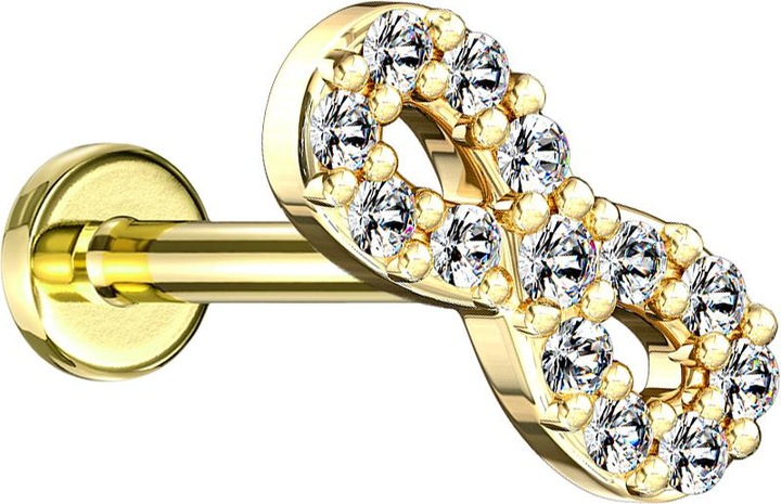 Image du produit Star Piercing Micro Labret femelle 14k doré infini avec cristaux (Acier chirurgical 316L, Laiton)