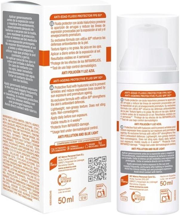 Image du produit Ecran SUNNIQUE Anti-âge visage SPF50 50ml (Crème solaire visage, SPF 50, 50 ml)
