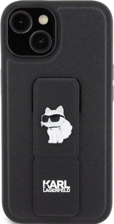 Produktbild Karl Lagerfeld KLHCP15SGSACHPK iPhone 15 6.1" czarny/black hardcase Gripstand Saffiano Choupette Pin (Apple iPhone 15)
