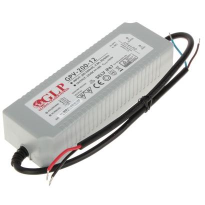 GLP GPV-200-12 - Alimentatore LED, 192 W, 12 V DC, 16 A, testato TÜV, IP67, Accessori di rete