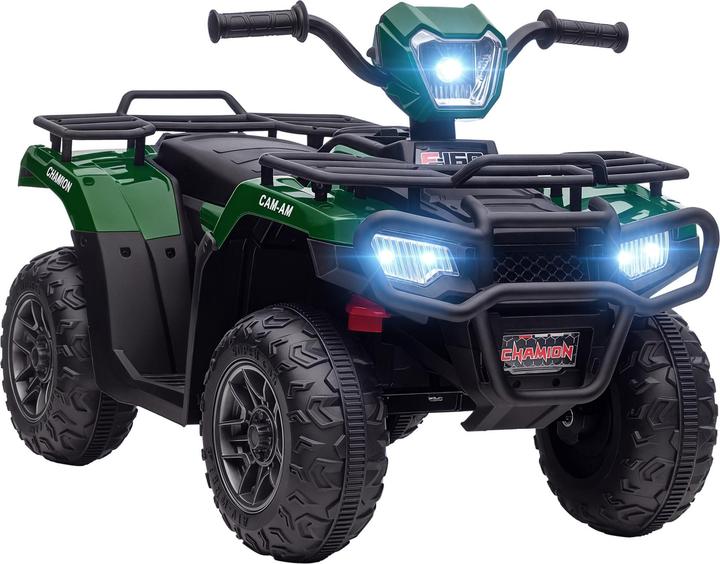 Homcom Quad elettrico per bambini, LED, musica, per bambini dai 3 anni in su, nero+verde, 88 x 45 x 50 cm