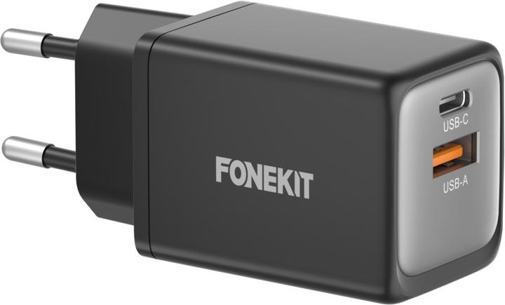 Produktbild FoneKit 48W GaN PD Power Adapter, USB-C + USB-A, black (48 W, 2 Ports)