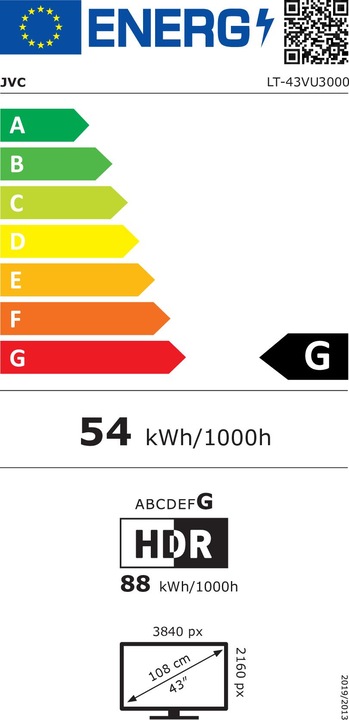 Energie-Label JVC LT43VU3000 4K TV (43", LED, 4K)