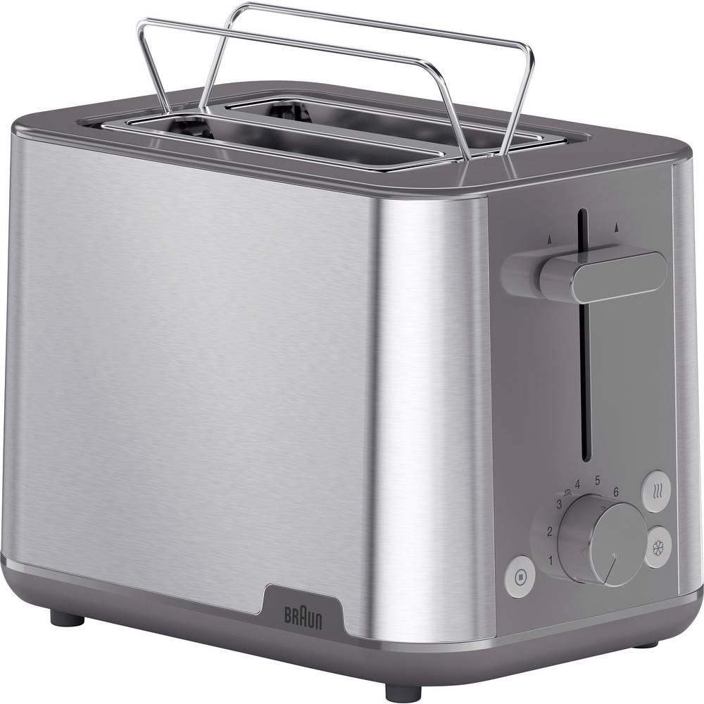 Braun Toaster PurShine HT 1510 GY (edelstahl/grau, 900 Watt, f?r 2 Scheiben Toast), Broodrooster, Grijs