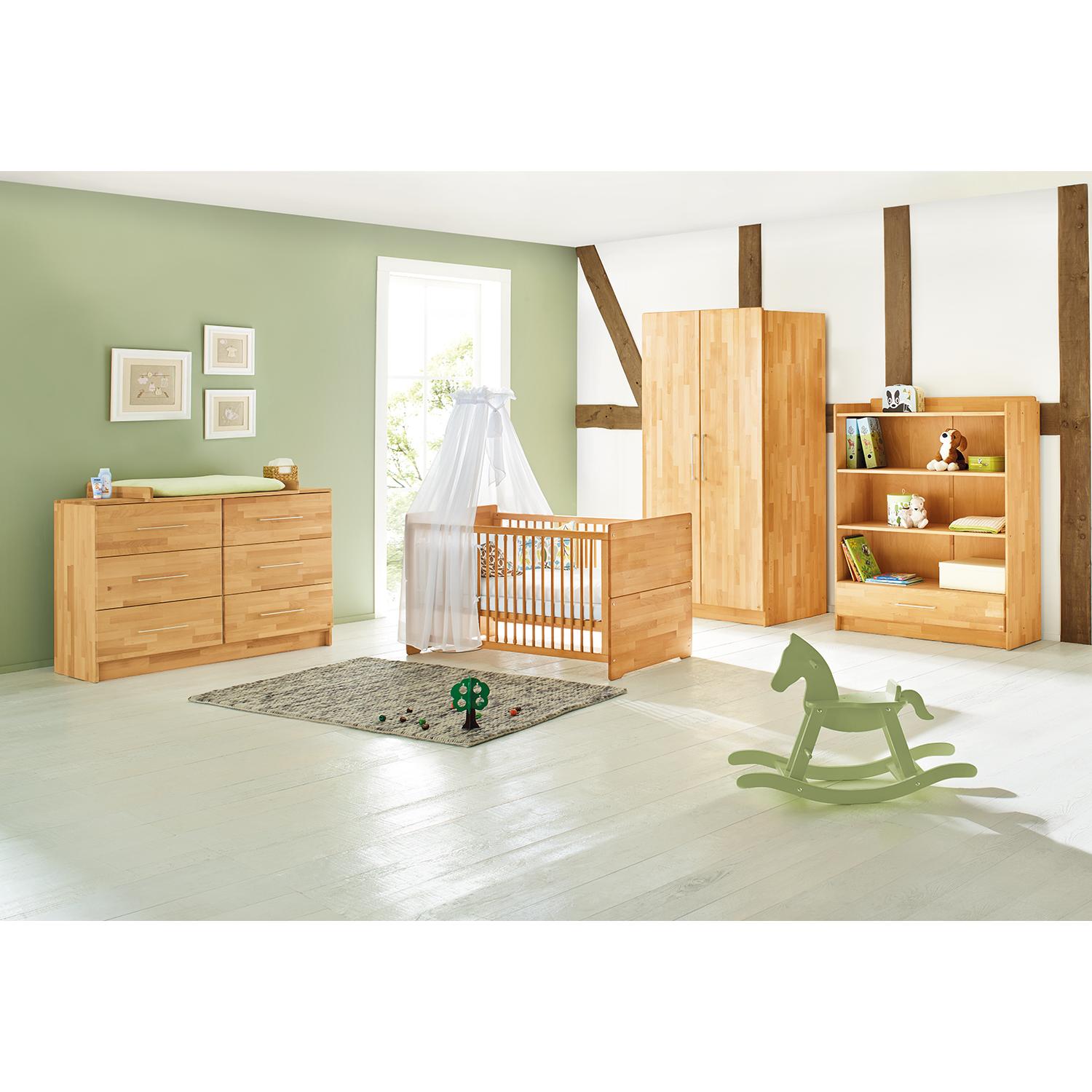 Pinolino, Komplett-Babyzimmer, Natura extrabreit (Babybett, Wickelkommode, Kinderkleiderschrank)
