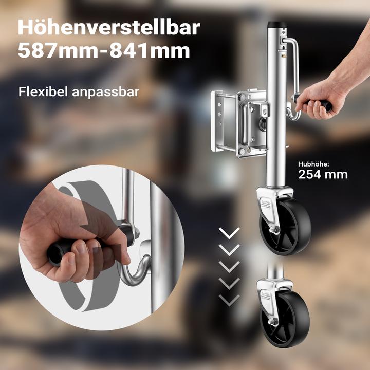 Produktbild Wiltec Anhänger Stützrad bis 450kg Schwerlast Anhängerstütze Bugrad Wohnwagen