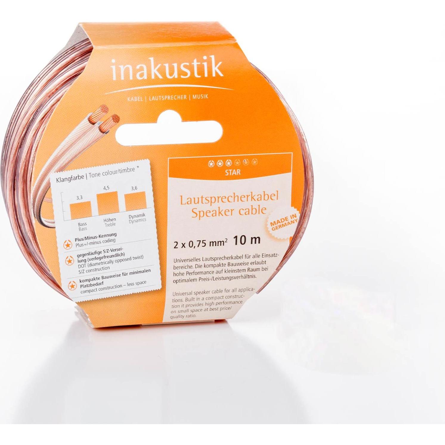 Inakustik Star (10 m, 0.75 mm²), Lautsprecherkabel, Transparent