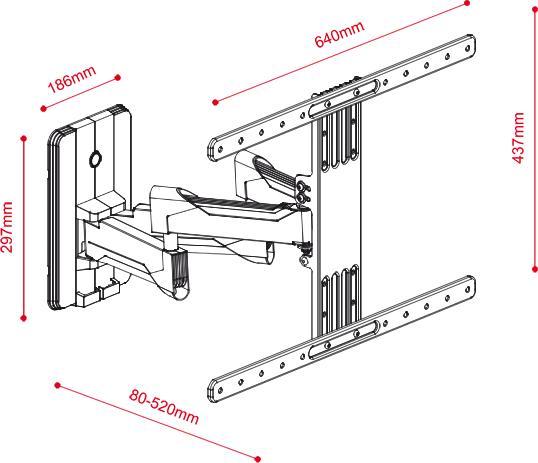 Image du produit G.B.S. Elettronica EWM-3780 2,03 m (80') Noir (Mur, 45 kg, 37" - 80")