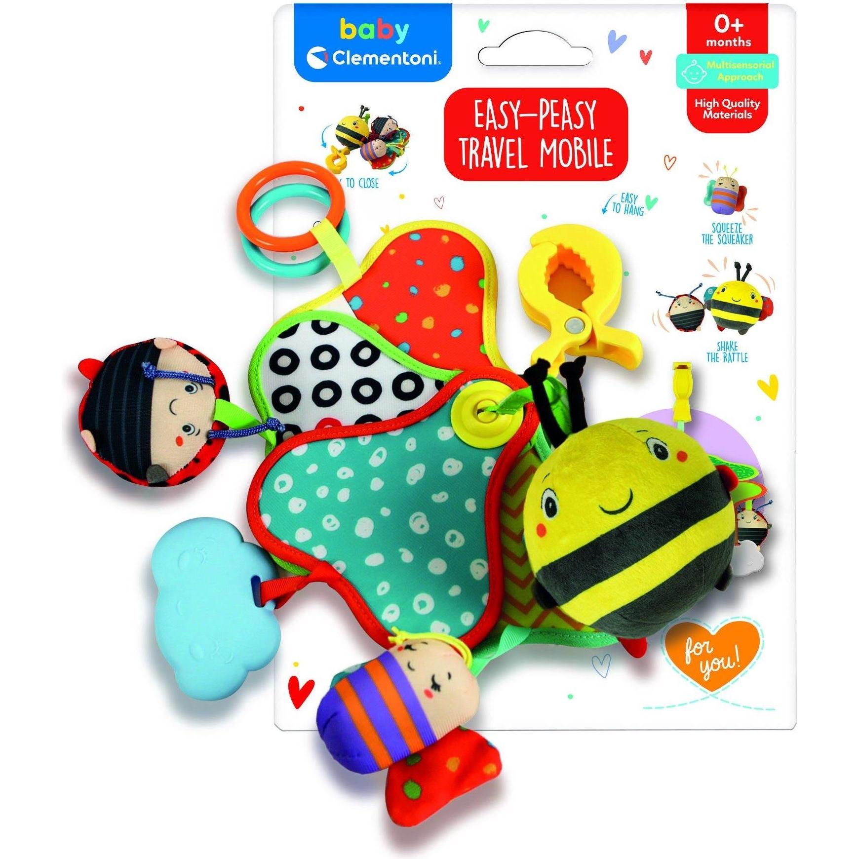 Clementoni, Babymobile, Toy Rattle On The Go Plush Travel Mobile