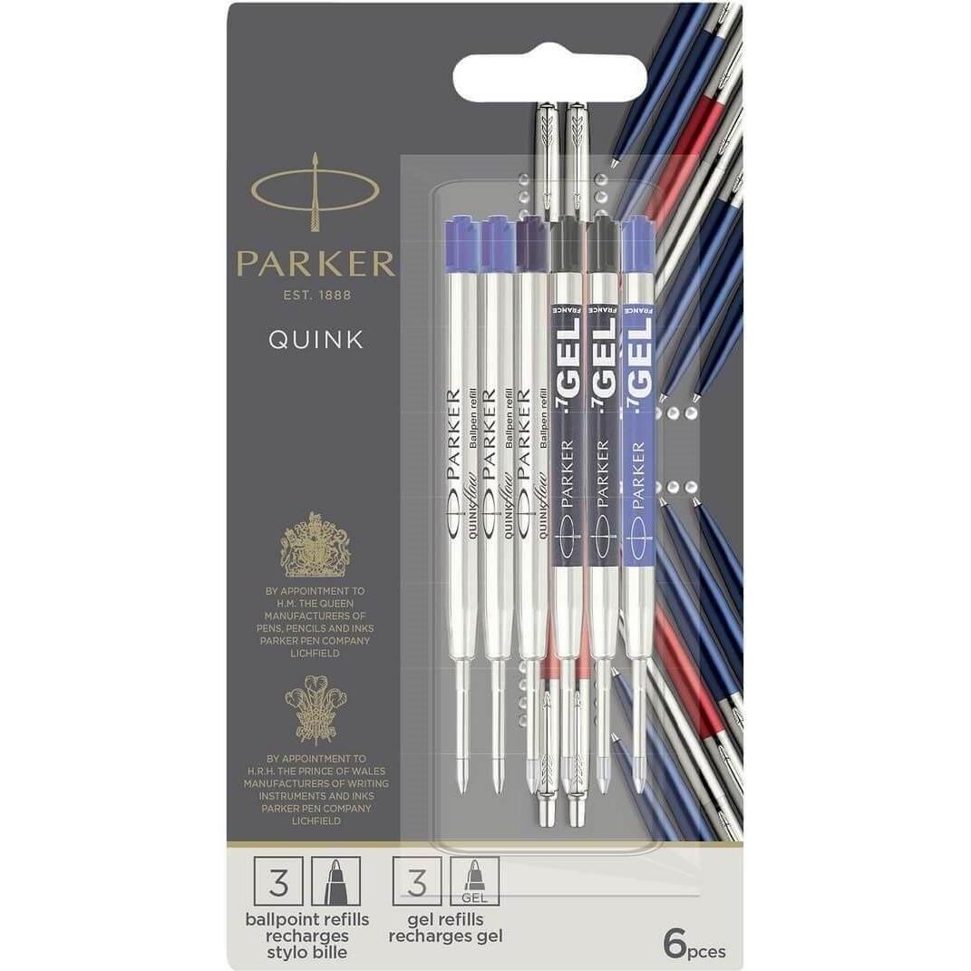 Parker Pen Jotter London kuglepen og Gel Pen Refill Discovery pakke: 3 Quinkflow Refiller til kuglepenne &... (Blau, Schwarz, 3x) (2032738)