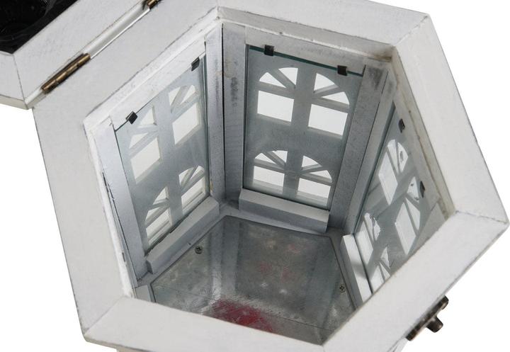 Immagine prodotto DKD Home Decor Laterne Antiker Finish Weiss Dunkelgrau Holz Kristall 19 x 17 x 39 cm