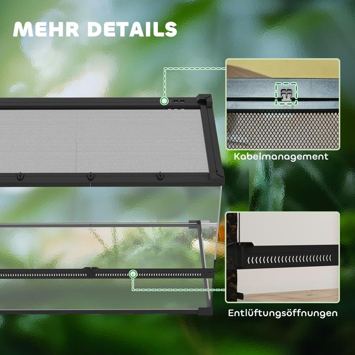 Image du produit PawHut Terrarium Hartglas, Stahl Schwarz