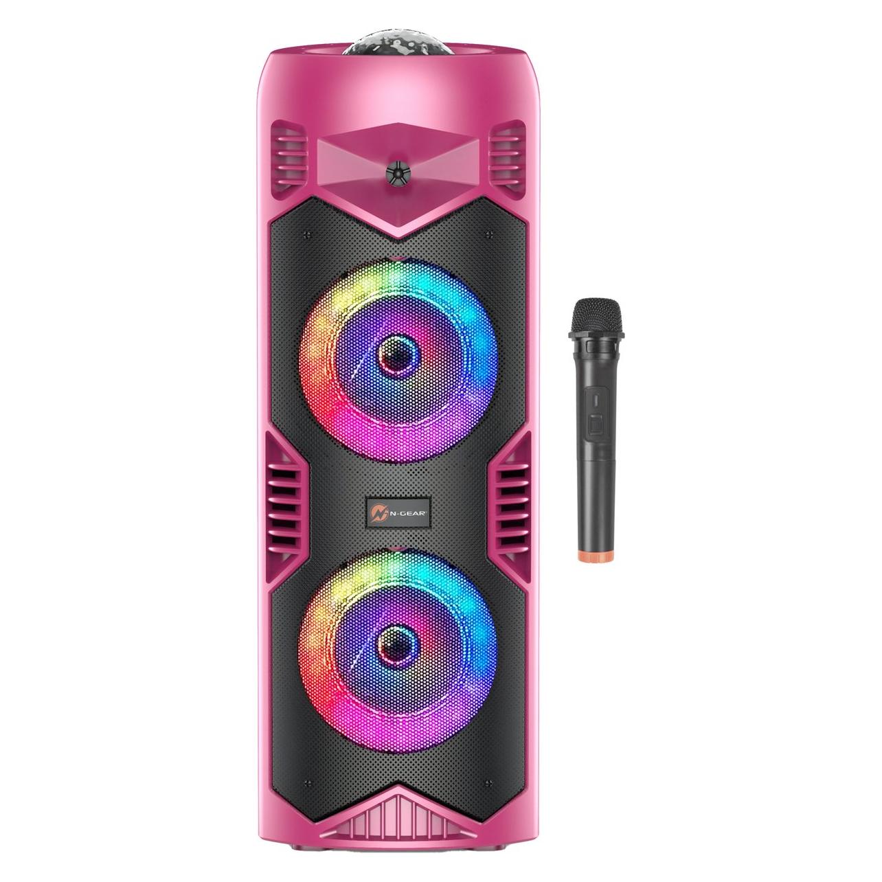 N-Gear LGP5150 - Draadloze Bluetooth Party Speaker - Karaoke Set - 1 Microfoon - Discoverlichting - Barbie (3 h, Akkubetrieb, Netzbetrieb), Bluetooth