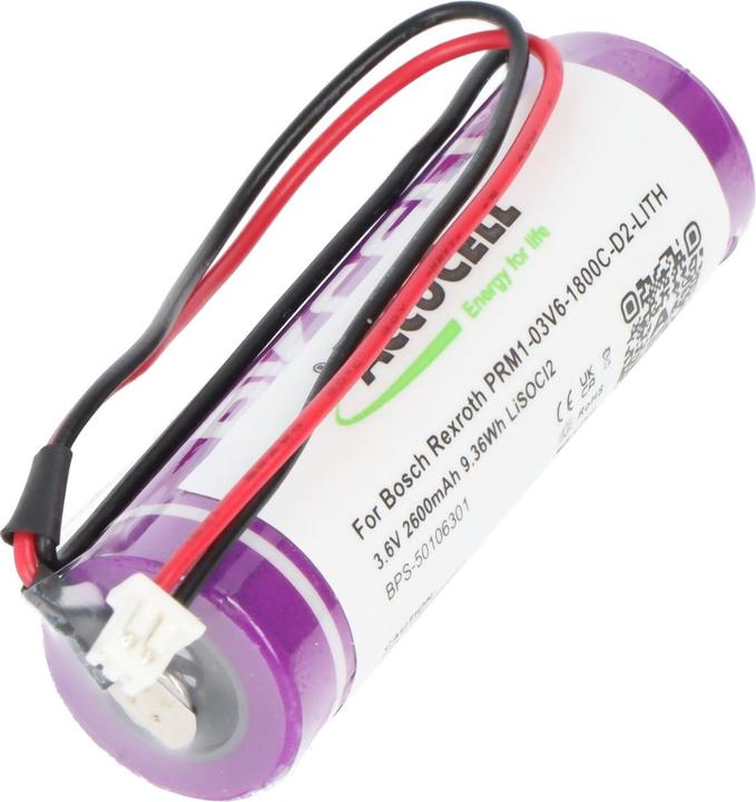 Actual product image AccuCell Batterie Bosch Rexroth PRM1-03V6-1800C-D2-LITH (1 pcs., Device specific, 2600 mAh, Rechargeable battery)