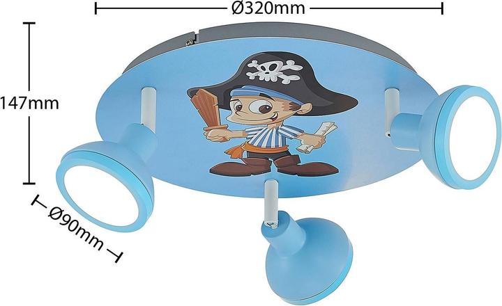 Actual product image Lindby Roxas Kinderzimmer-Deckenleuchte, Pirat (400 lm, GU10)