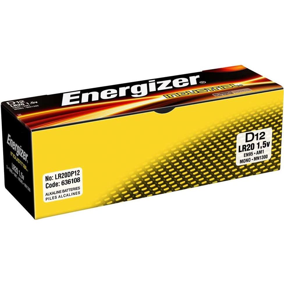Energizer Industrial D 1.5V (12 Stk., D, 20500 mAh), Batterien + Akkus