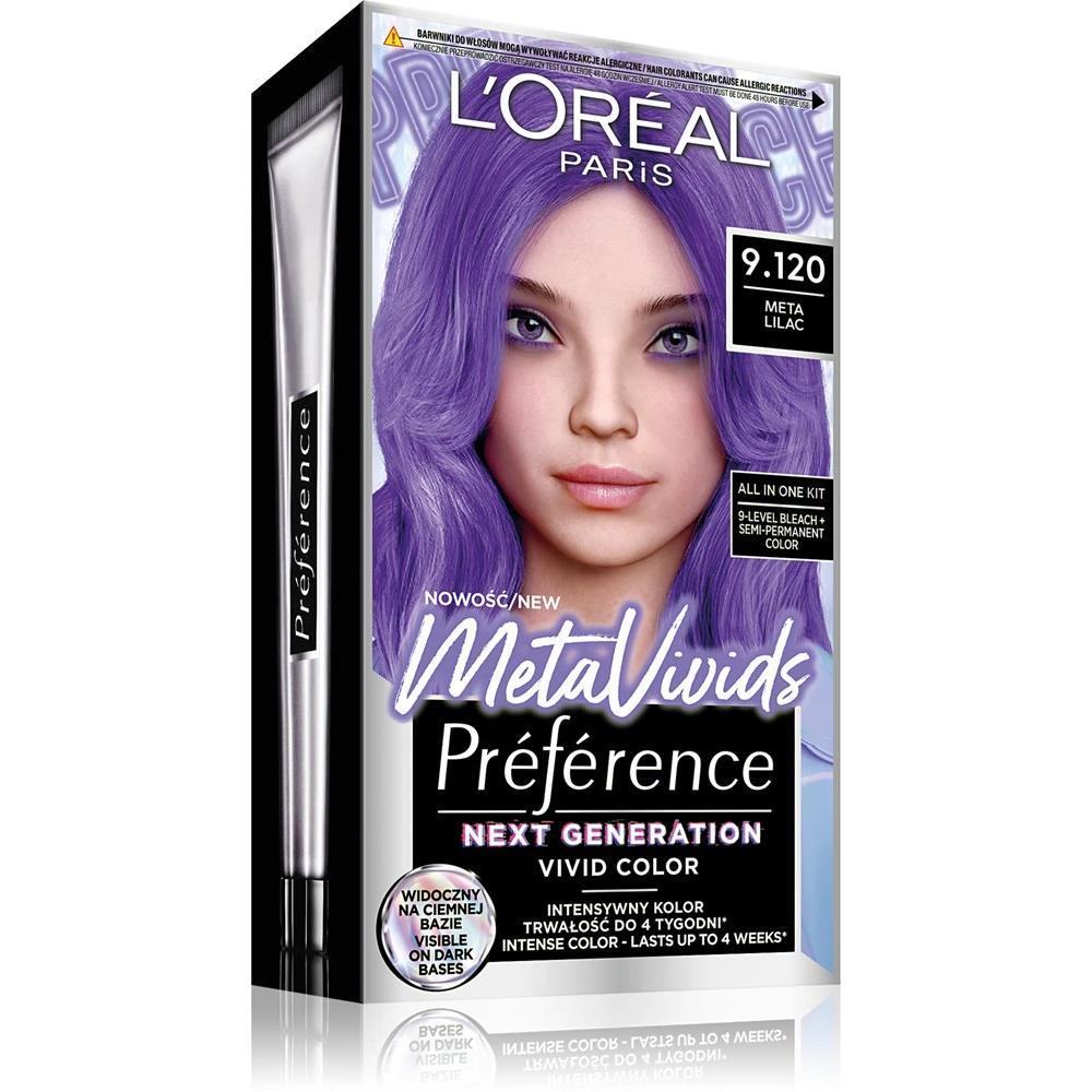 L'Oréal Paris, Haarfarbe, L'Oreal Preference Metavivids Hair Dye 9.120 Meta Lilac (Lila)