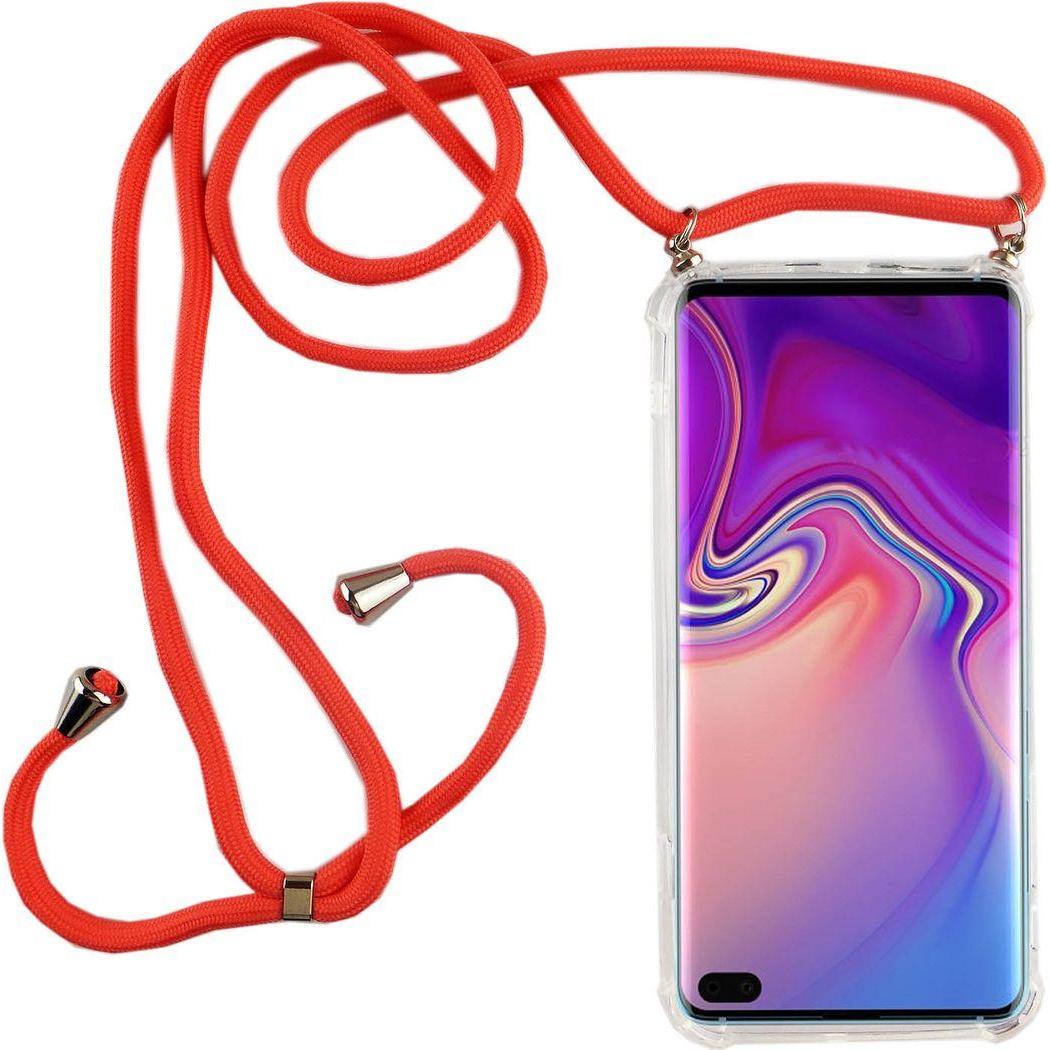 Thumbnail - König Design Handykette für Samsung Galaxy S10 Plus mit Band Case zum umhängen Kordel Pink, Handykette, Transparent