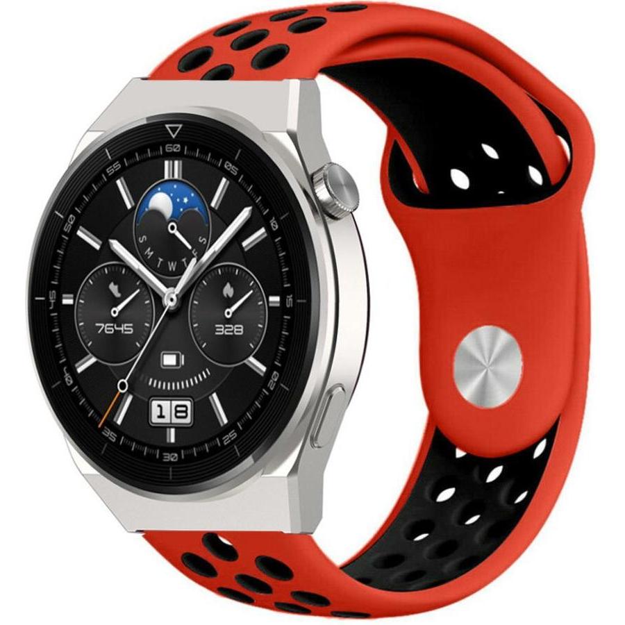 Thumbnail - Strap-it Sportarmband (22 mm, Silikon), Uhrenarmband, Schwarz, Rot, Mehrfarbig
