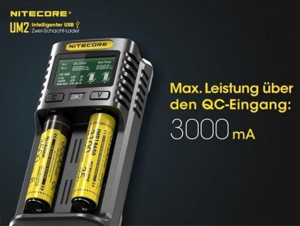 Productafbeelding Nitecore UM2 USB-Ladegerät (1 Pcs., 14500, 16340, 18650, 26650, Lader zonder batterij)