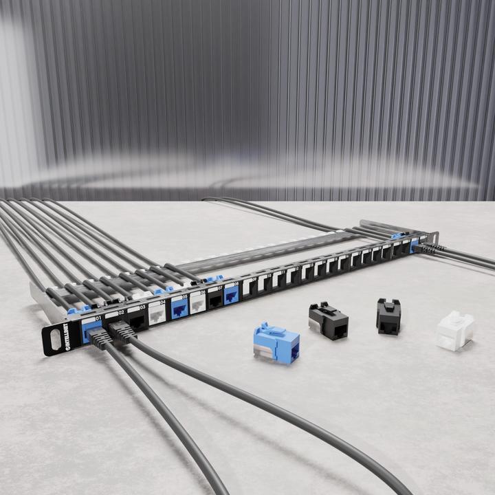 Actual product image Intellinet 24-port patch panel, shielded and unequipped, 0.5 U