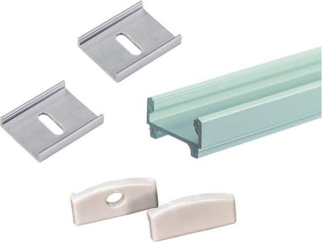 Immagine prodotto Rutec Profilo in alluminio piatto 1pc=2m B68405 12x23mm (per strisce fino a 18mm) incl. accessori