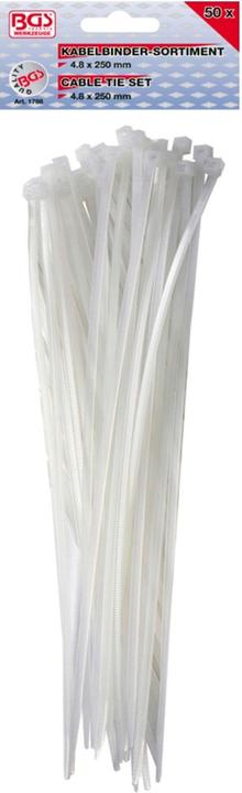 Produktbild BGS Kabelbinder-Sortiment weiss 4,8 x 250 mm 50-tlg. (250 mm, 50 Stk.)