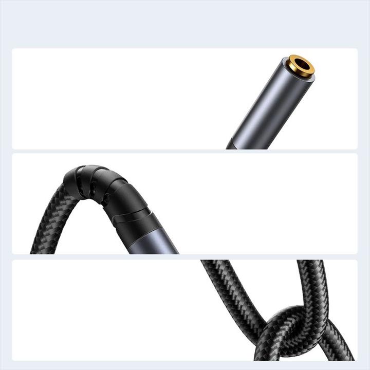 Actual product image Joyroom stereo audio cable AUX 3.5 mm mini jack (male) - mini jack (female) 1.2 m black (SY-A09) (1.20 m, AUX cable)