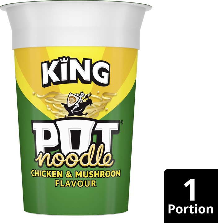 Actual product image Pot Noodle King Asia Instant Noodles Pot Chicken & Mushroom Cup XL Asian Snack, Prepared in 4 Minutes (143 g)