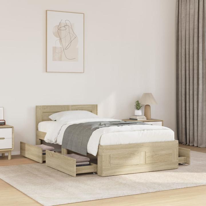 Actual product image VidaXL Bed frame with headboard (90 x 200 cm)