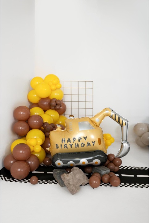 Actual product image Partydeco Foil balloon excavator incl. straw 49 x 76.5 cm, 1 piece