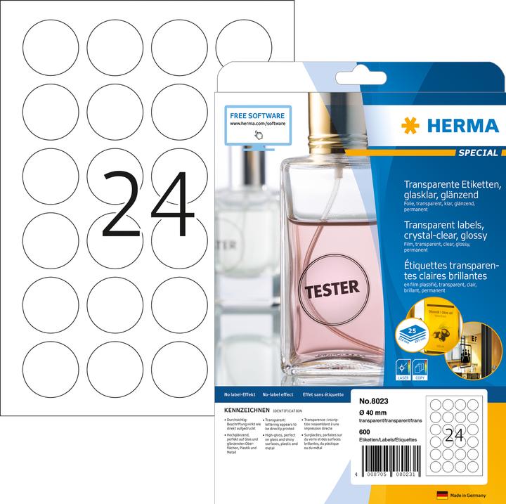 Produktbild HERMA Transparente Etiketten A4