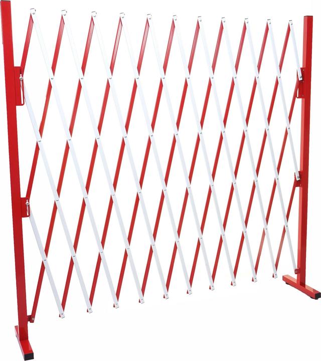 Produktbild Swisshandel24 Absperrgitter, Scherengitter Zaun Schutzgitter ausziehbar, Alu rot-weiss - Höhe 153cm, Breite 36-300 (31 cm)