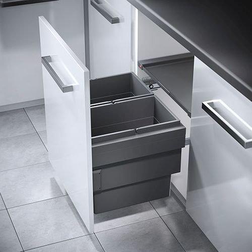 Produktbild Hailo Einbau-Abfallsammler 2f 2x28l basaltgrau (56 l)