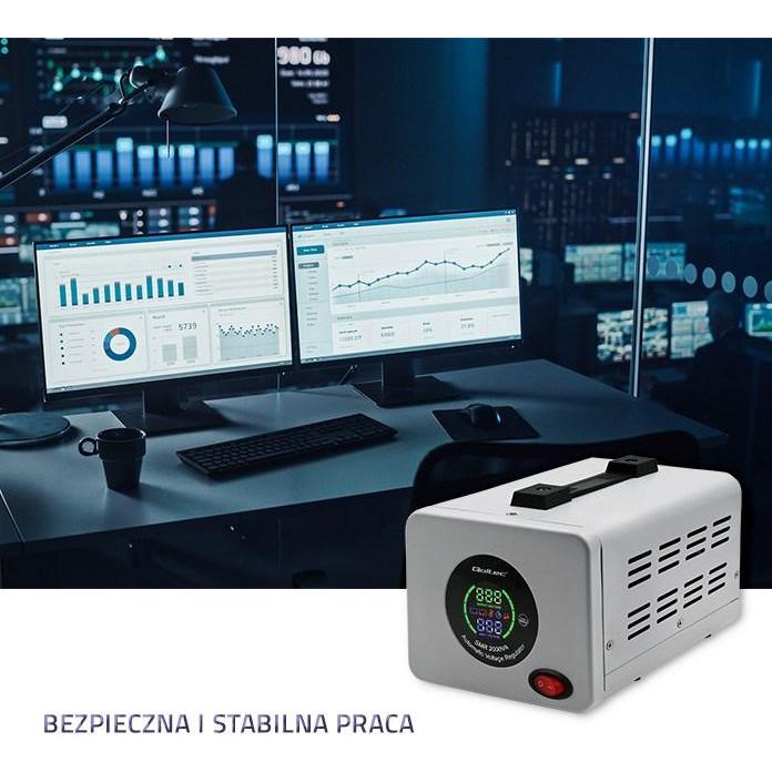 Thumbnail - Qoltec N--QOLTEC 50729 Automatic Voltage Stab (2000 VA, 1600 W), USV