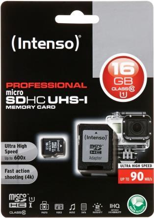 Actual product image Intenso UHS-I Professional (16 GB, microSDHC, U1, UHS-I)