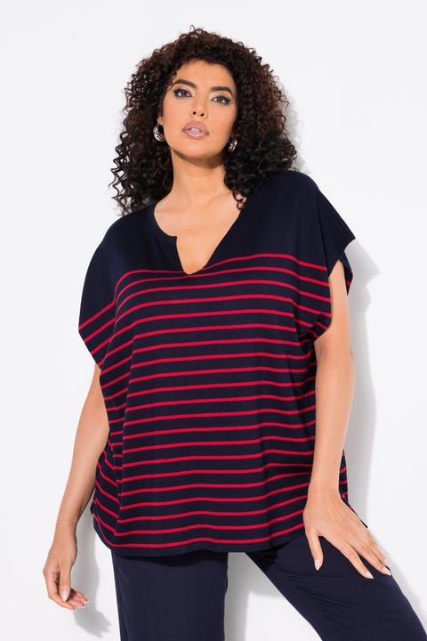 Immagine prodotto Ulla Popken Pullover dal taglio oversize a righe con taglio a mantella e scollo a girocollo (50, 52)