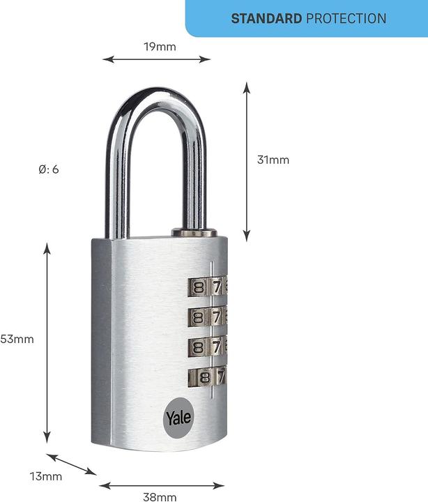 Actual product image Yale YE3CB/38/131/1/S Padlock 38 mm silver Combination lock