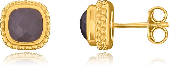 Image du produit Leyda Boucles d'oreilles carrées en pierre de lune (Argent 925 1 micron Jaune Vergo)